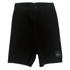 alo yoga scholar knit high-waist short in black XXS
